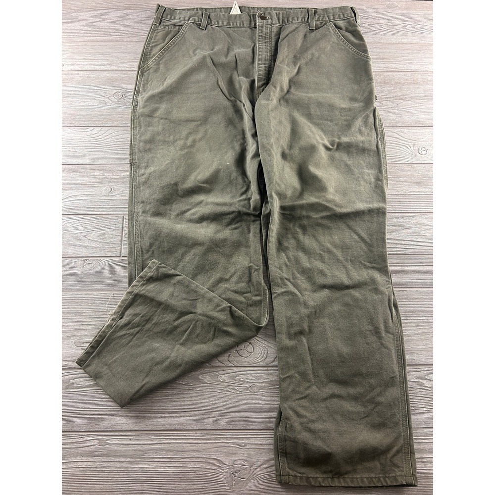 Carhartt B11 MOS Men 42x32 Moss Green Washed Duck Canvas Work Dungaree Pants